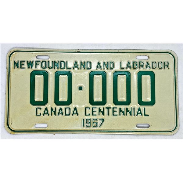 1967 N.L. Centennial SAMPLE License Plate # 00-000