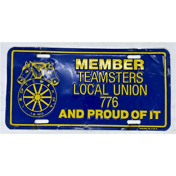 Member Teamsters Local Union 776 License Plate