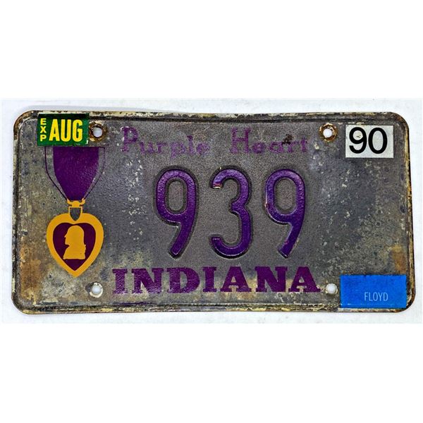 1990 Indiana Purple Heart license plate #939
