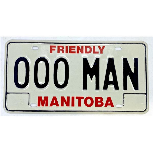1983 Canada Friendly MANITOBA Plate #000 MAN