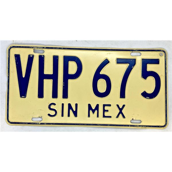 1968 Sinora Mexico License Plate