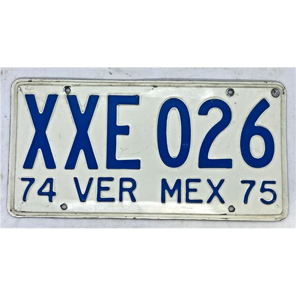 1974-75 Veracruz Mexico License Plate