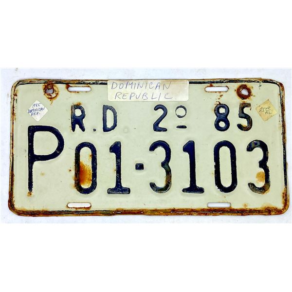 1985 Dominican Republic License Plate