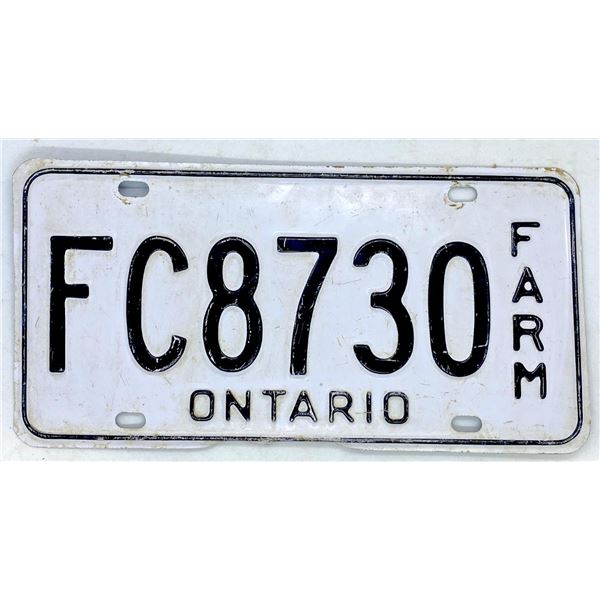 Ontario Farm License Plate