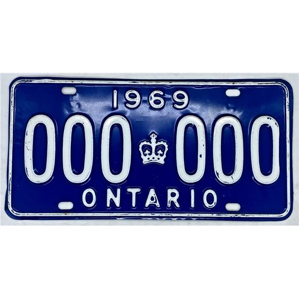 Ontario 1968 SAMPLE License Plate # 000-000