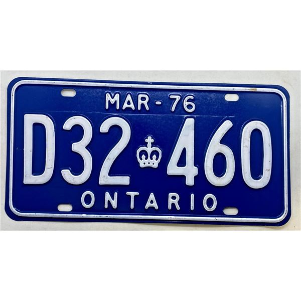 1976 Ontario License Plate # D32-460