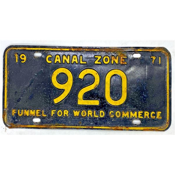 1971 Canal Zone License Plate #920