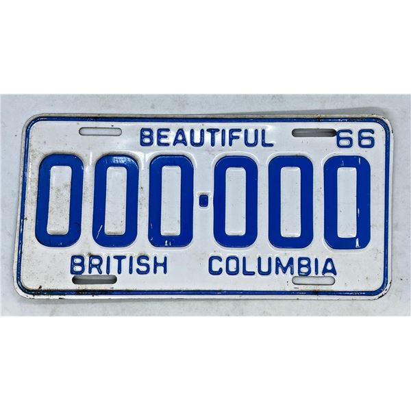 1966 British Columbia Canada Sample License Plate