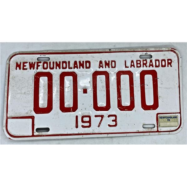 1973 N.L. Sample License Plate w/ Sticker