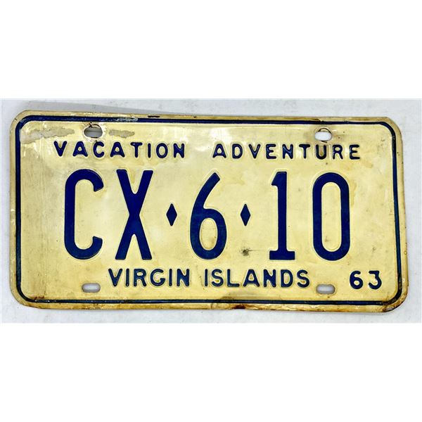 1963 Virgin Islands Licence Plate