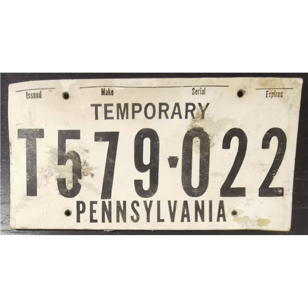 1969 Pennsylvania Temporary License Plate T579-022