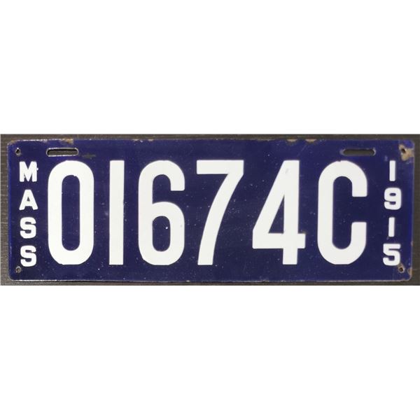 1915 Massachusetts Metal License Plate 0167 4C