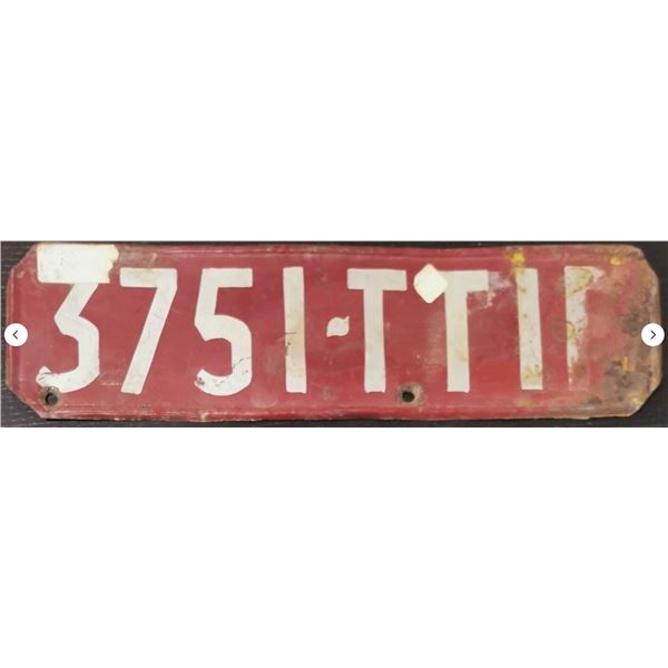 1950's France French Tourist License Plate