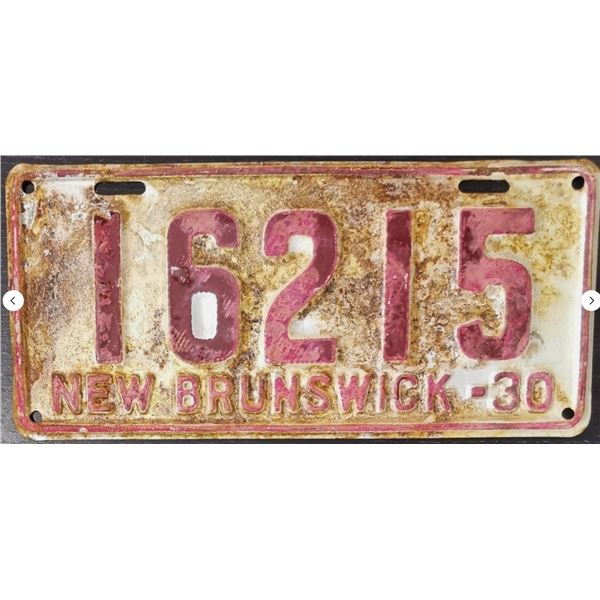 1930 Canada New Brunswick Metal License Plates