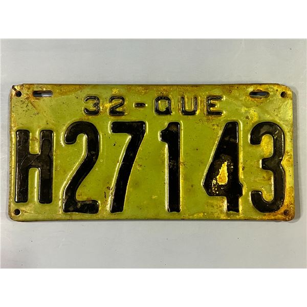 2 - 1932 QuÃ©bec Metal License Plates "H27-143"