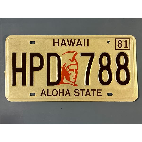 1981 Hawaii Police Dept. License Plate "HPD-788"
