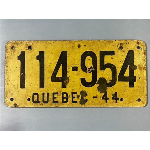 1944 QuÃ©bec Wood License Plate "114-954"