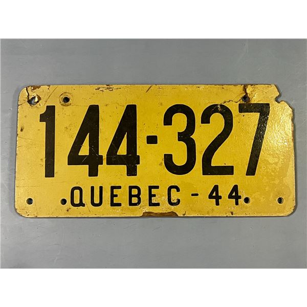 1944 QuÃ©bec Wood License Plate "144-327"