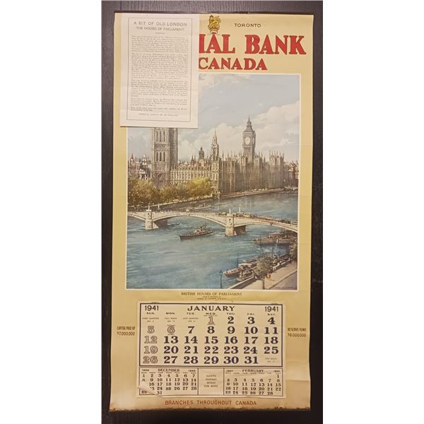 1941 Imperial Bank of Canada Calendar Complete