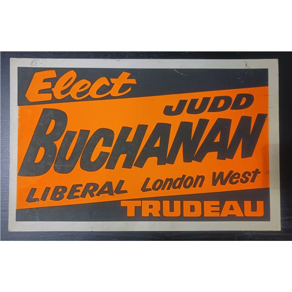1968 Elect Judd Buchanan Liberal London West Sign
