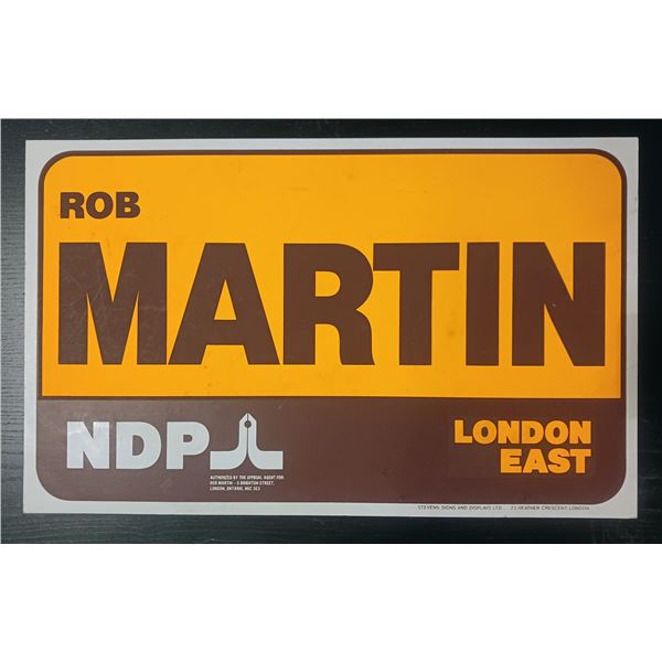 2000 Rob Martin NDP London East Sign
