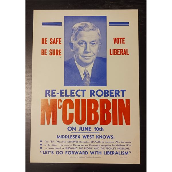 2003 Re-Elect Robert McCubbin Poster Ad Sign