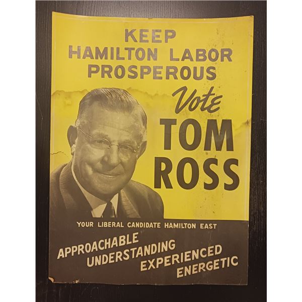 2003 Tom Ross Liberal Hamilton East Poster Ad Sign