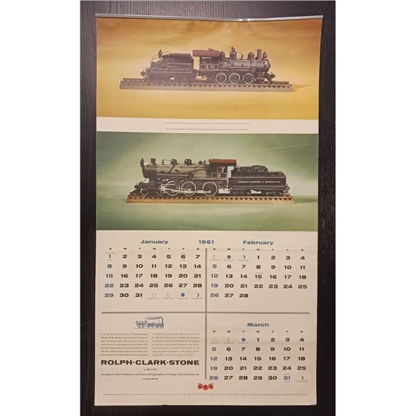 1961 Rolph-Clark-Stone Train Calendar Complete