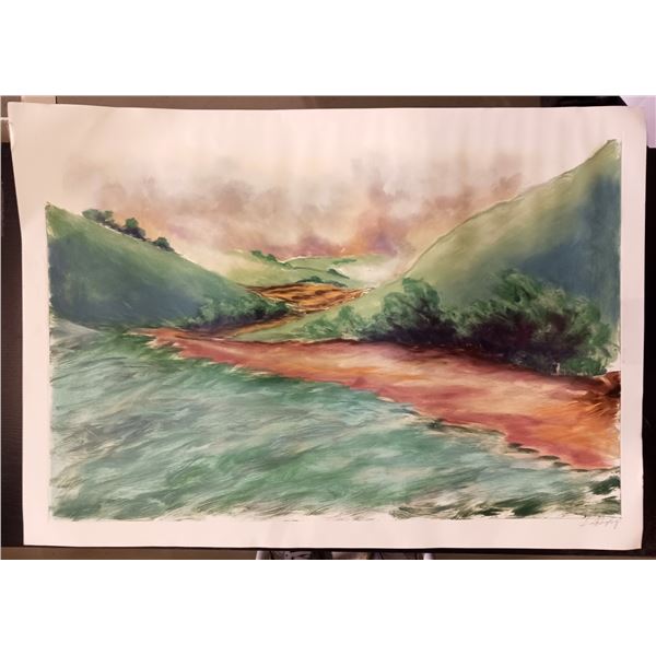 Countryside Path Water Paint Print Signed
