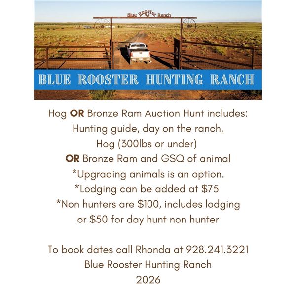 Blue Rooster Bronze Ram or Hog