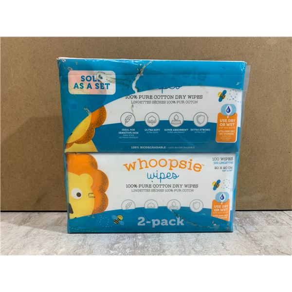 2 Pack Whoopsie Wipes 100% Pure Cotton Dry Wipes Use Dry or Wet
