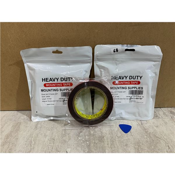 Lot of 2 Heavy Duty Mounting Tape 24mm Wide 16Ft Long