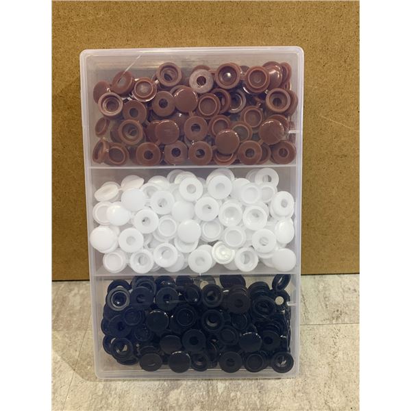 Screw Cover Caps 180 Pcs Kit Black / Brown / White