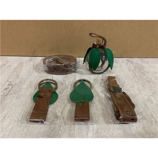 6 Pcs Womens Renaissance Accessories Medieval Viking Potion Bottle Leather Leaf Belt Bag Skirt Hikes