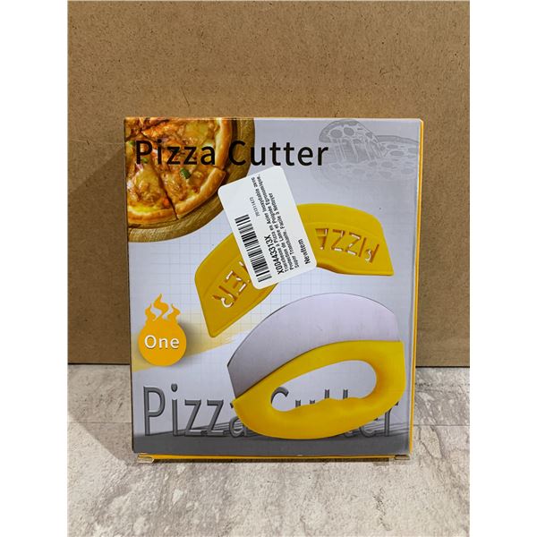 Pizza Cutter With Protective Knife Cover Yellow