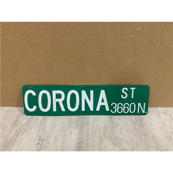 Corona St Road Sign