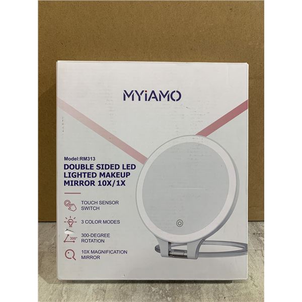 Myiamo Double Sided LED Lighted Makeup Mirror 10x / 1x 3 Colour Modes