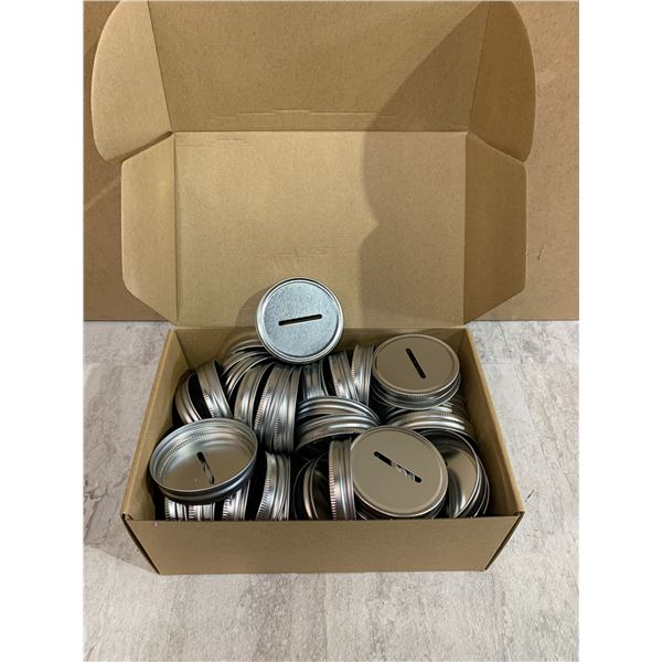 Uxcell 50 Pcs Coin Slot Lids for Mason Jars 70mm