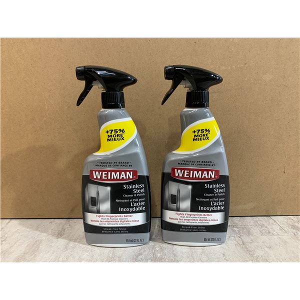 Lot of 2 Weiman Stainless Steel Cleaner & Polisher 651ml Per Bottle