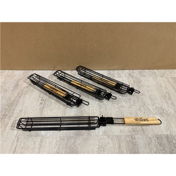 Lot of 4 JP Wiser's Branded Kabob Grilling Baskets