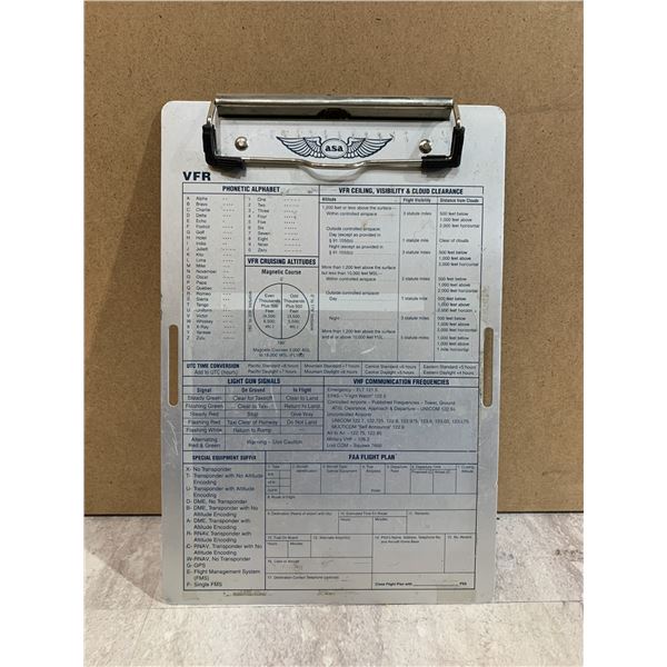 Aluminum ASA KB-1 VFR Kneeboard for Aviation