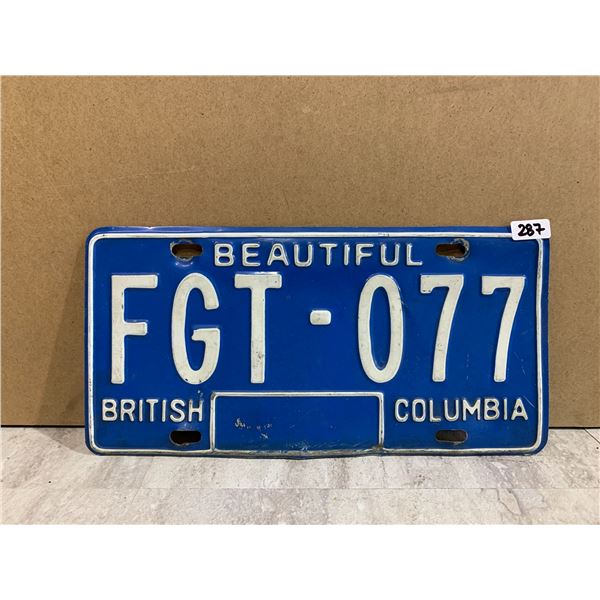 Vintage BC License Plate