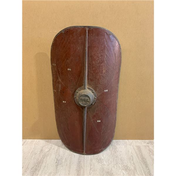 Vintage Roman Legion Style Scutum Shield w/ Bull Emblem