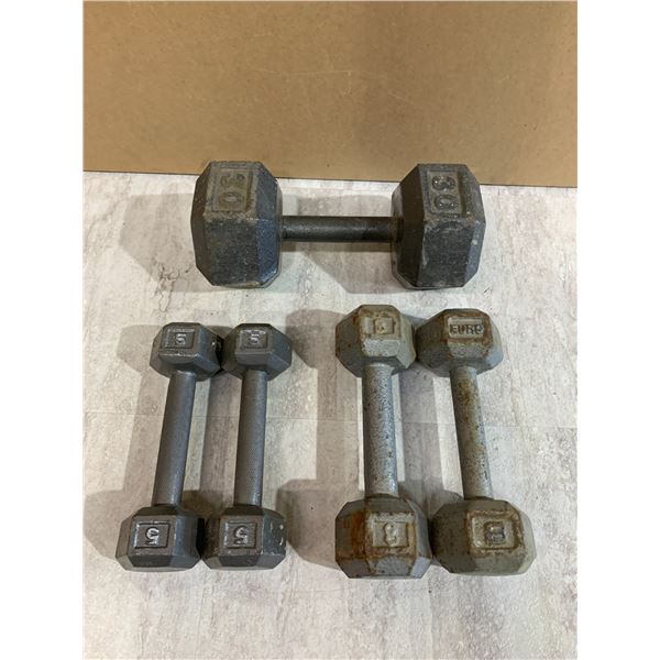 Lot of 5 Free Weights - Cast Iron