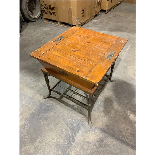 Rustic Wood & Wrought Iron Sofa End Table