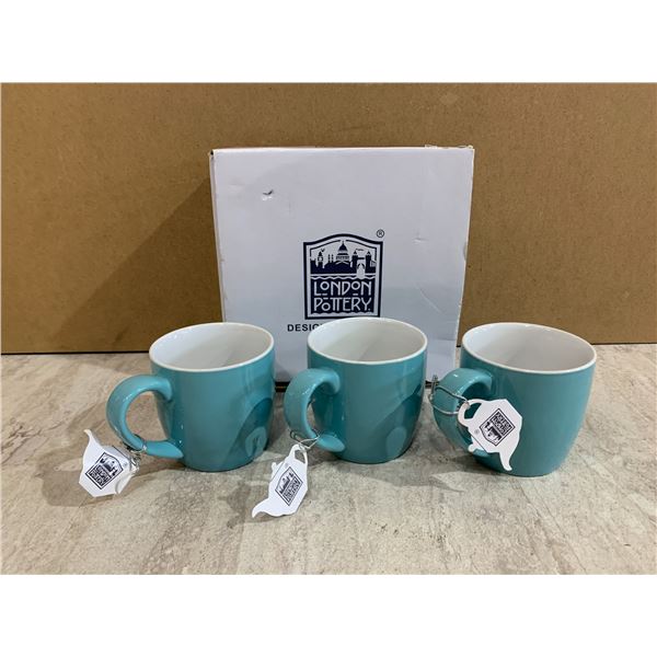 London Pottery Coffee Mugs 3 Pack Blue