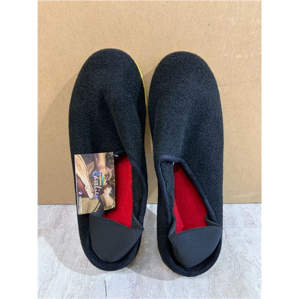 Mens Faux Wool Slippers Size 11 Black
