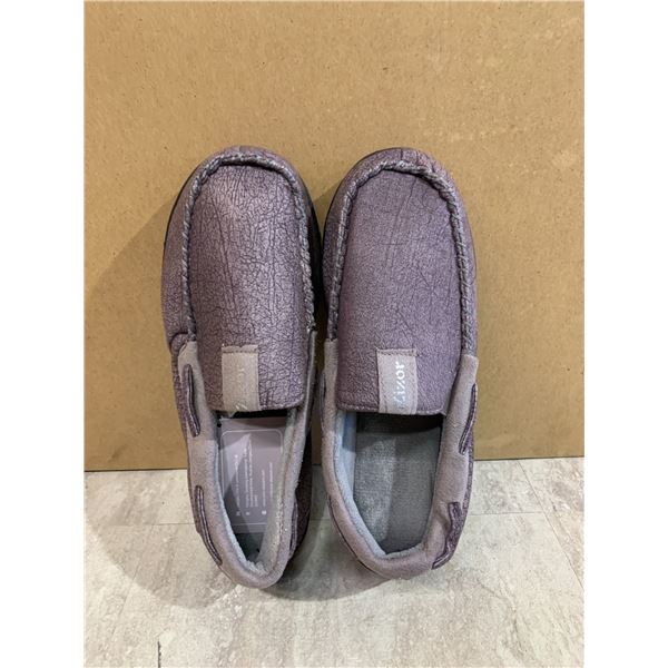 Mens Suede Moccasin Slippers Size 8 Grey