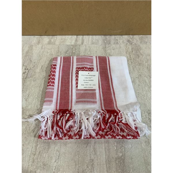 Cotton Red & White Ethnic Arab Shemagh Scarf Arabian Prayer Desert Shawl Headscarf