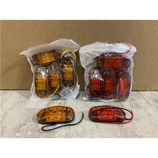 5 Amber and 5 Red LED Car Truck Trailer RV Oval 2.5in Side Clearance Markers